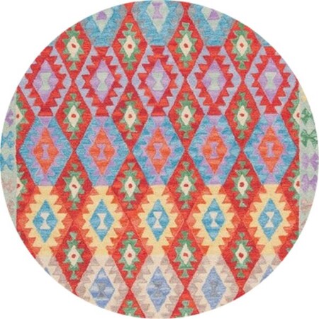 Safavieh 7 x 7 ft. Aspen Southwestern Hand Tufted Round Rug; Red & Blue APN408Q-7R